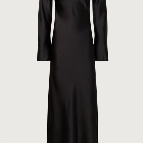 DELFI COLLECTIVE LONG SLEEVE BLACK SATIN GOWN - Picture 5 of 5